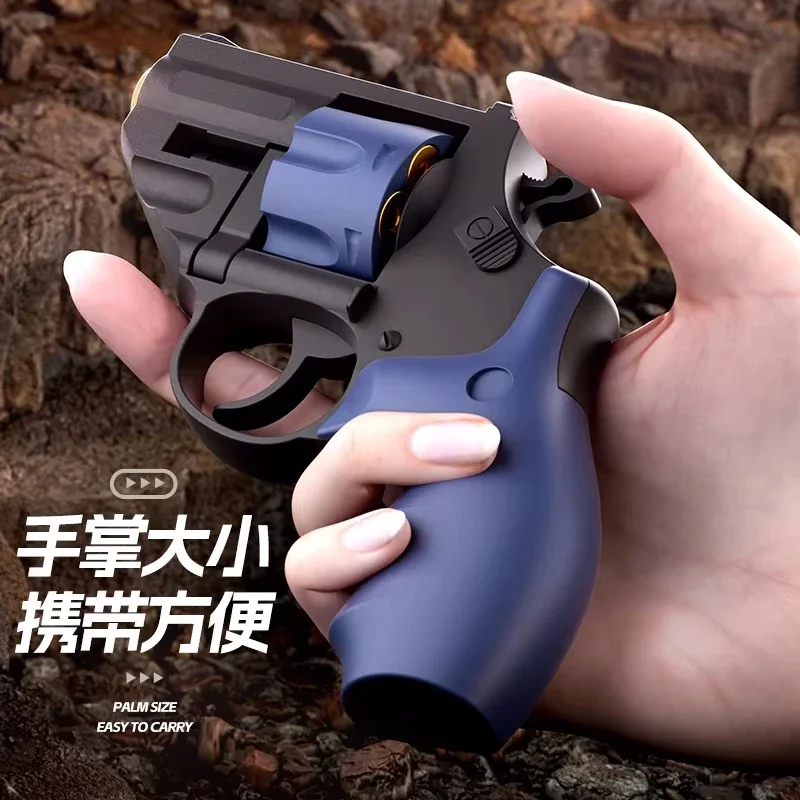 새로운 포켓 9mm 리볼버 총 연속 발사 발사기 권총 소프트 총알 장난감 총 야외 게임 무기 소년 선물 2025