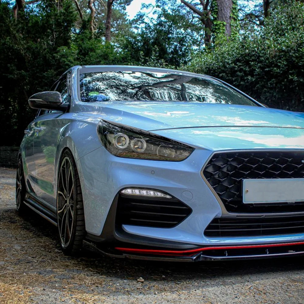 2Pcs ABS Glossy Car Evil Headlight Eyebrows Eyelid For Hyundai i30N N-Line RS Active Performance 2017-2020 3D Stickers Tuning