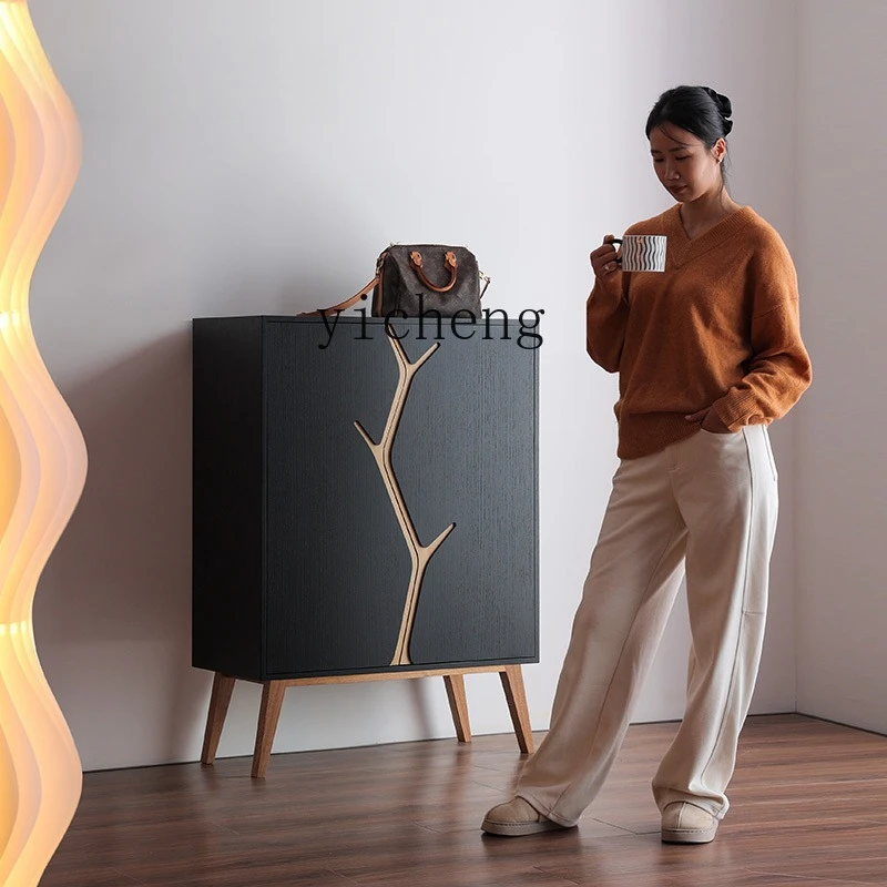 

LSL Shoe Cabinet Home Entrance Storage Cabinet Indoor Entryway Storage Living Room Solid Wood