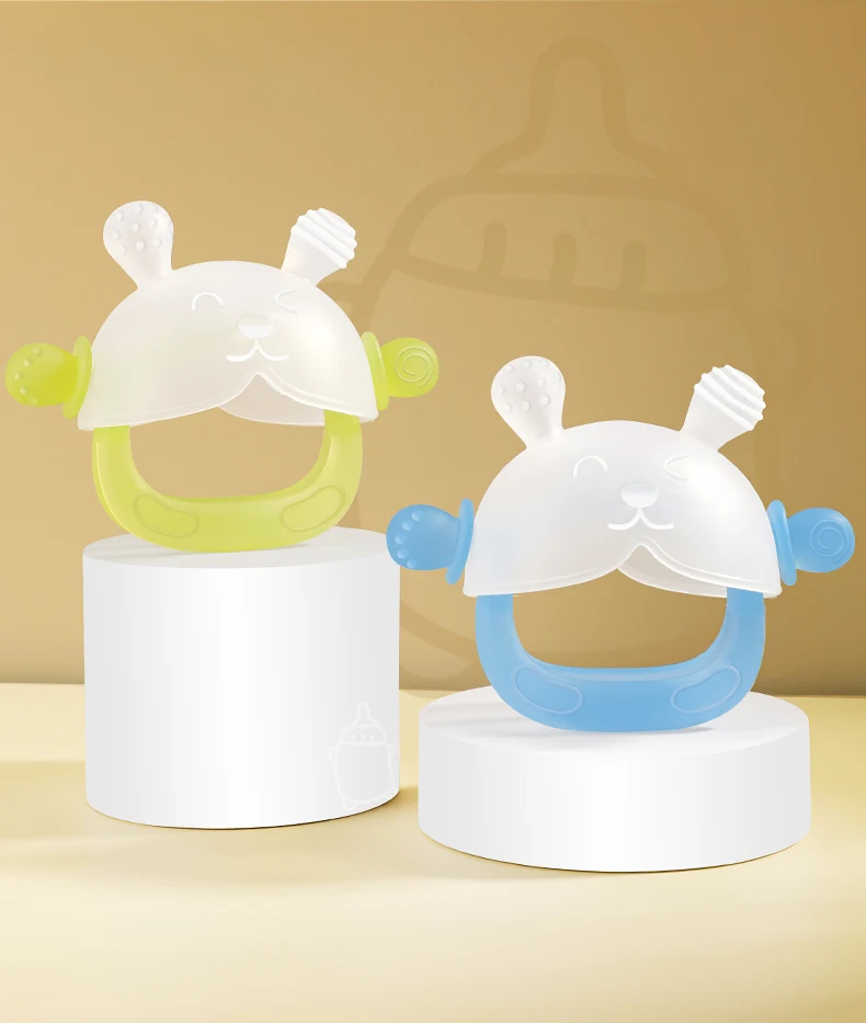 360 ° Handsaugschutz-Beißring – süßes Hasen-Design mit Vollhandgriff, hohlen und festen Beißoberflächen, Babyspielzeug – Detail 10