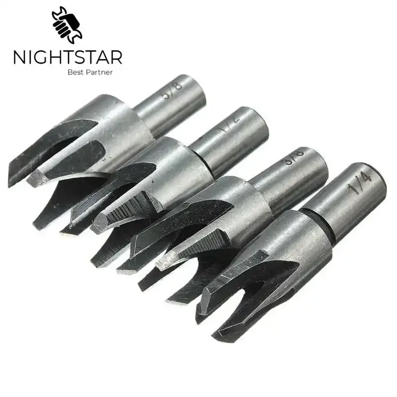 Krachtige 8 Stuks 5/8 "1/2" 3/8 "1/4" Koolstofstaal Hout Plug Gat Cutter Boor Set 10Mm Schacht 6/10/13/16Mm Houtboren