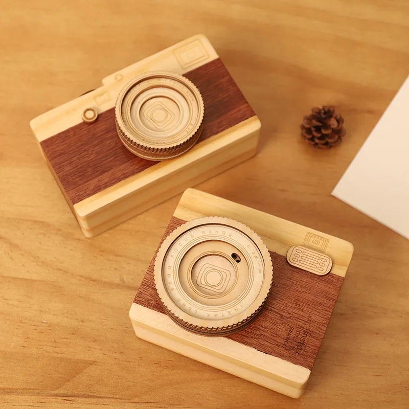 

Creative Wooden Camera Music Box Christmas Gift Fashion Classic Model Kids Birthday Gift Home Decoration Crafts For Women