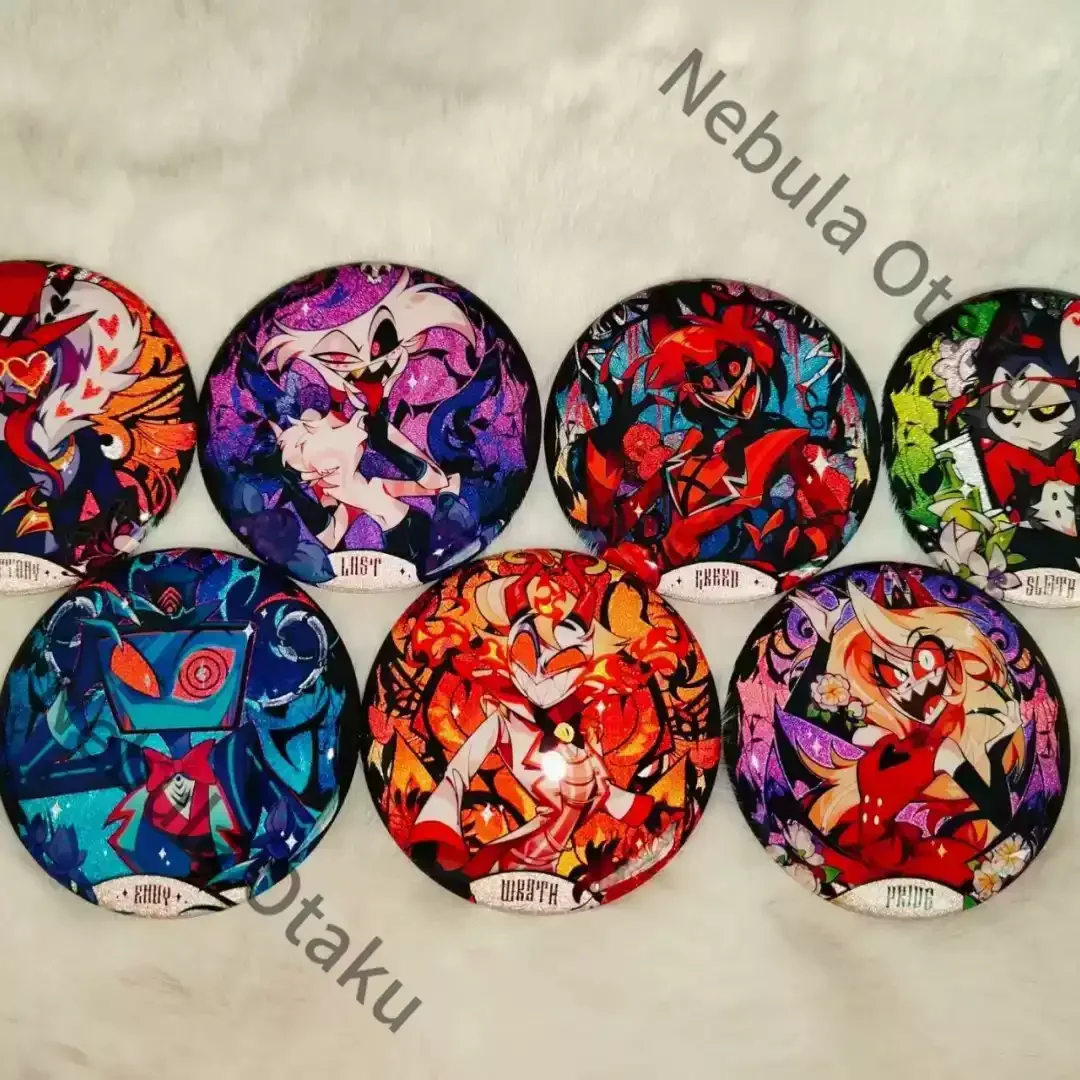 Hazbin Hotel Husk Vox Lucifer Morningstar Alastor Angel Reflect Light Badge Cosplay Colleagues Souvenir Anime Peripheral Gifts - view 4