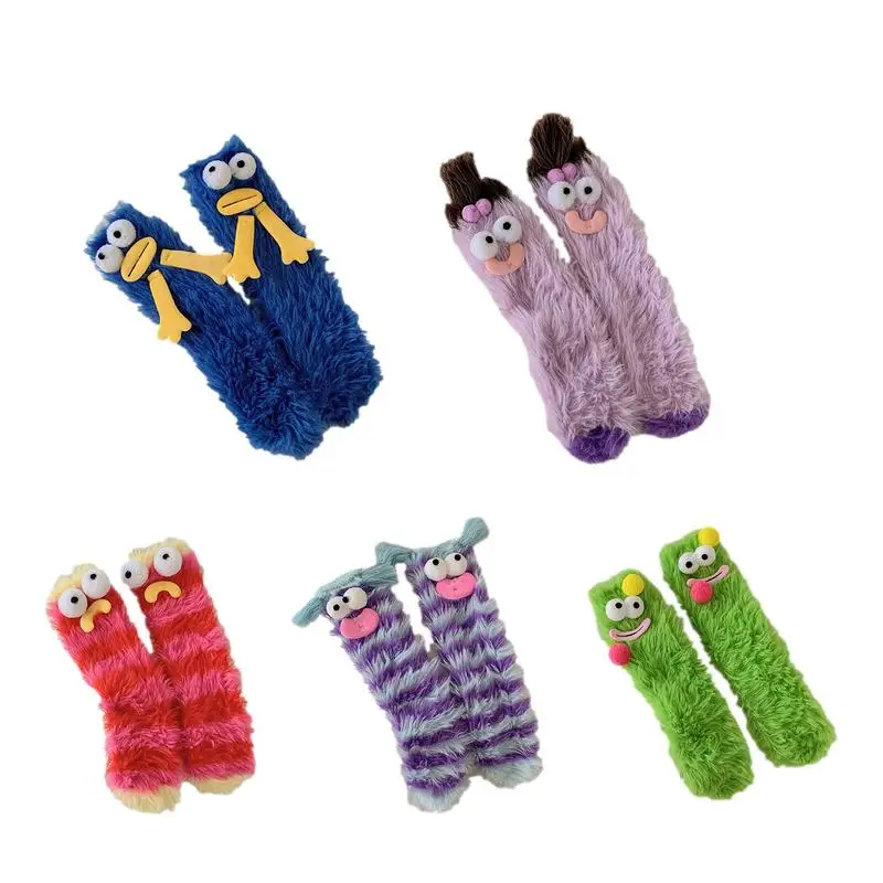 Cartoon Fluffy Coral Slipper Socks Funny Socks for Women Men Soft Winter  Warm for Home Dorm Room Bedroom Floor Socks