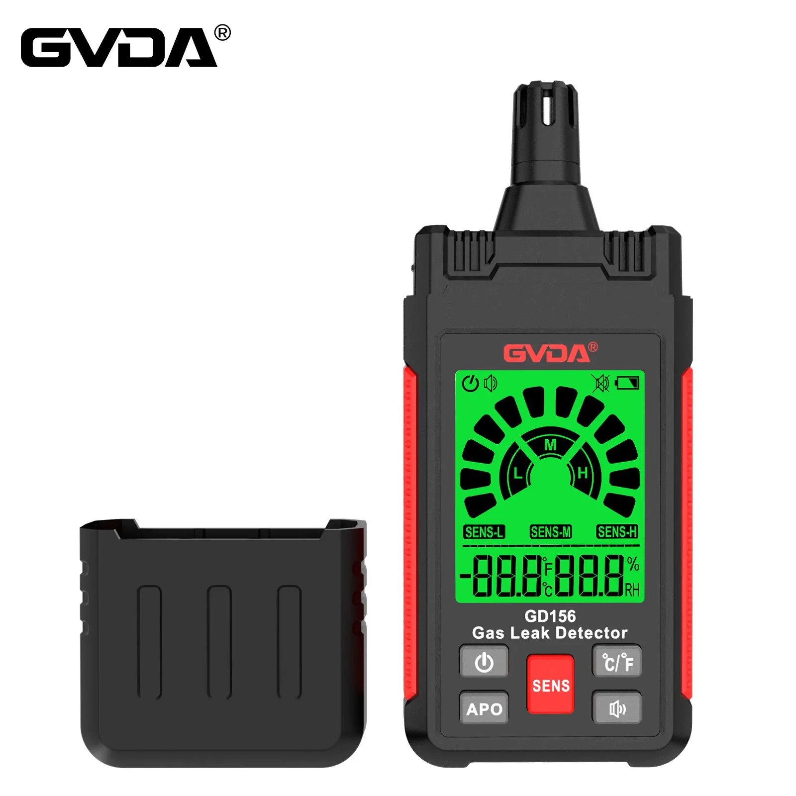 GVDA Gas Leak Detector Sound Screen Alarm with LCD Display Gas Detector Combustible Flammable Natural Methane Gas Detector GD156