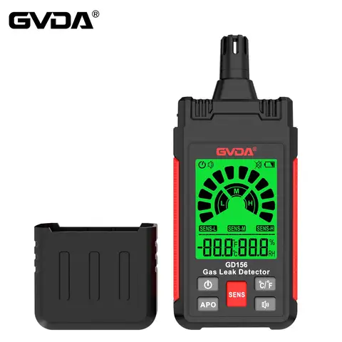 GVDA 가스 누출 감지기 LCD 디스플레이가있는 사운드 스크린 알람 가스 감지기 가연성 가연성 천연 메탄 가스 감지기 GD156