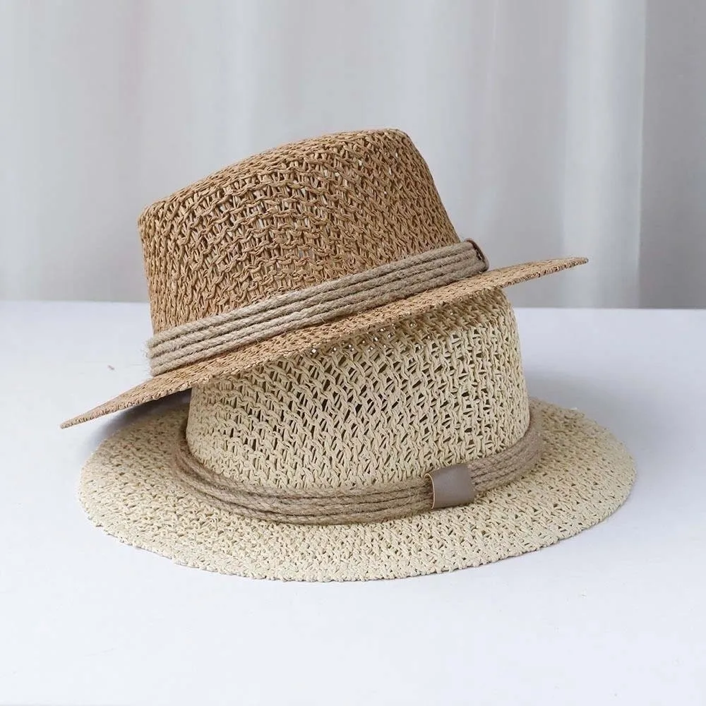 Sun Protection Straw Boater Hat Lightweight Breathable Mesh Handwoven Sun Cap Exquisite Craftsmanship Adjustable