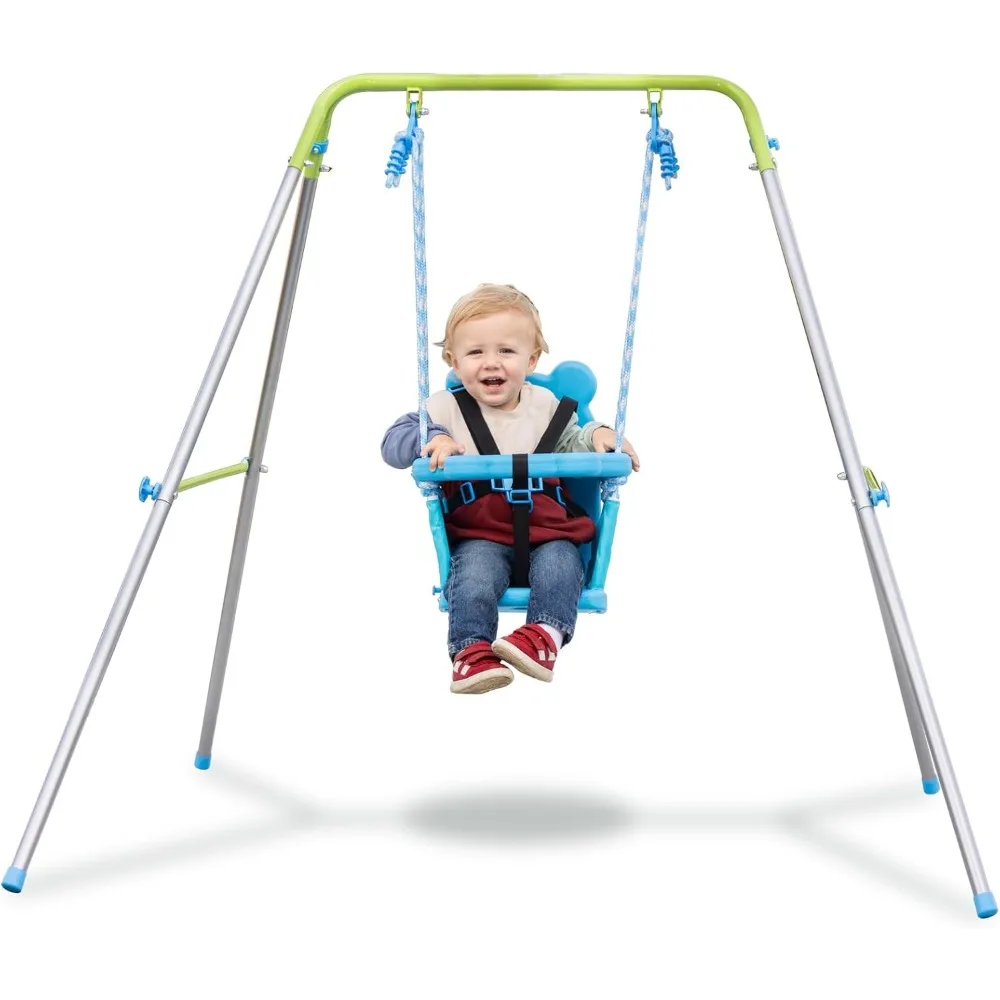 

Heavy-Duty Toddler Swing Set with Safety Harness for Indoor/Outdoor Play, Blue, 52x55x47 Inches