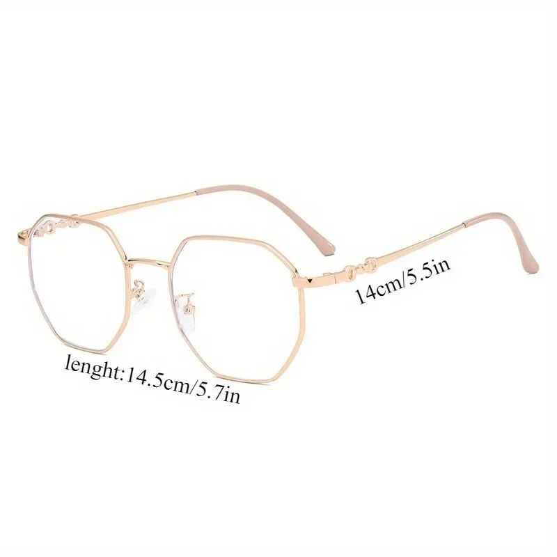Women's Fashion Polygon Large Frame Anti Blue Light Glasses Flat Mirror Retro Style Unique Decoration Holiday Gift
