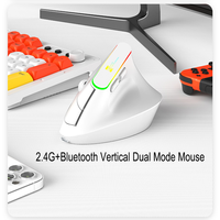 Wireless Vertical Dual Mode Mouse 2.4G+Bluetooth Type-C Charging Night Light 1600DPI Ergonomic Mute Mice Computer Peripherals