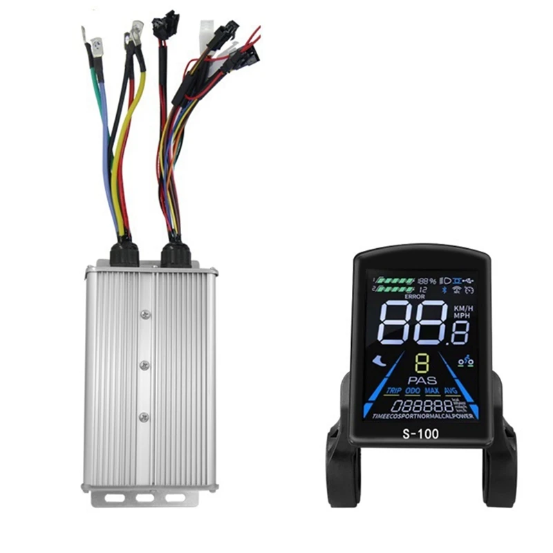 New-Mountain Bike Li-Ion Power Assist Modified Accessories S-100 Color LCD Gauge With Triple Mode 60A Controller Set