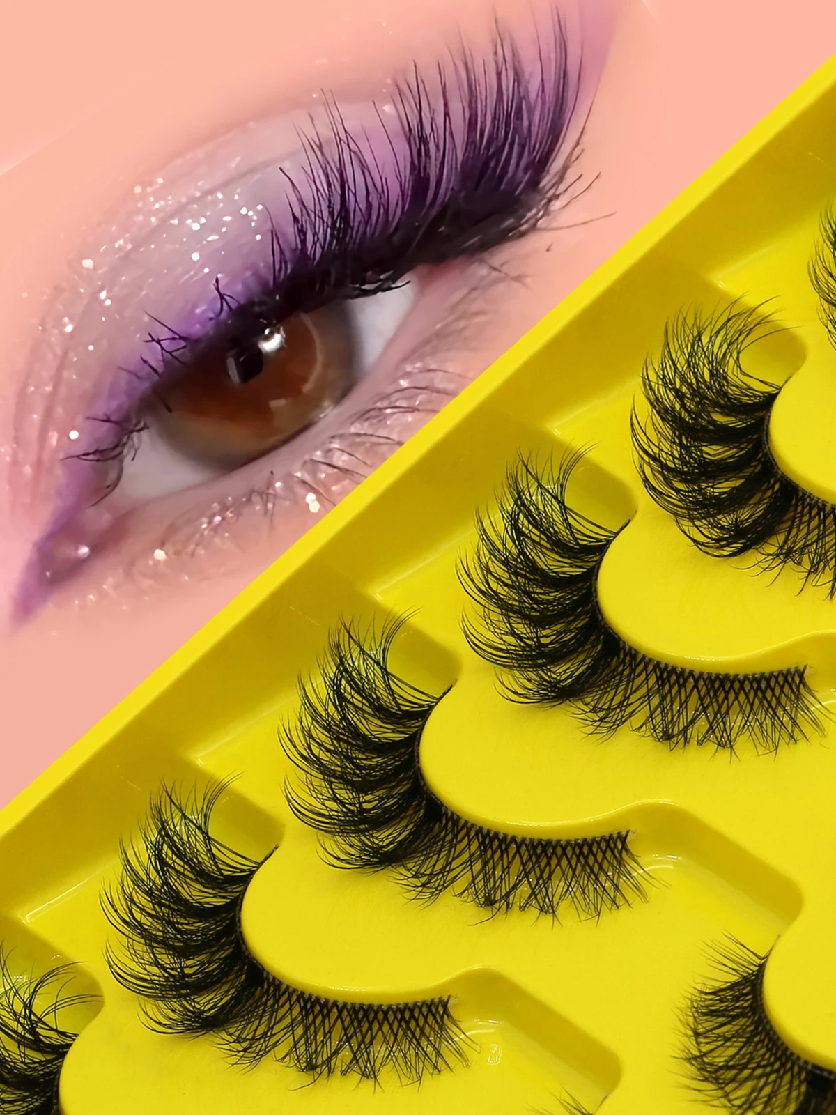 Lasvirey Natural Cat Eye Lashes Fluffy False Lashes Soft Natural Curl Fluffy Clear Stem Lashes Faux Mink Lashes Extension Makeup