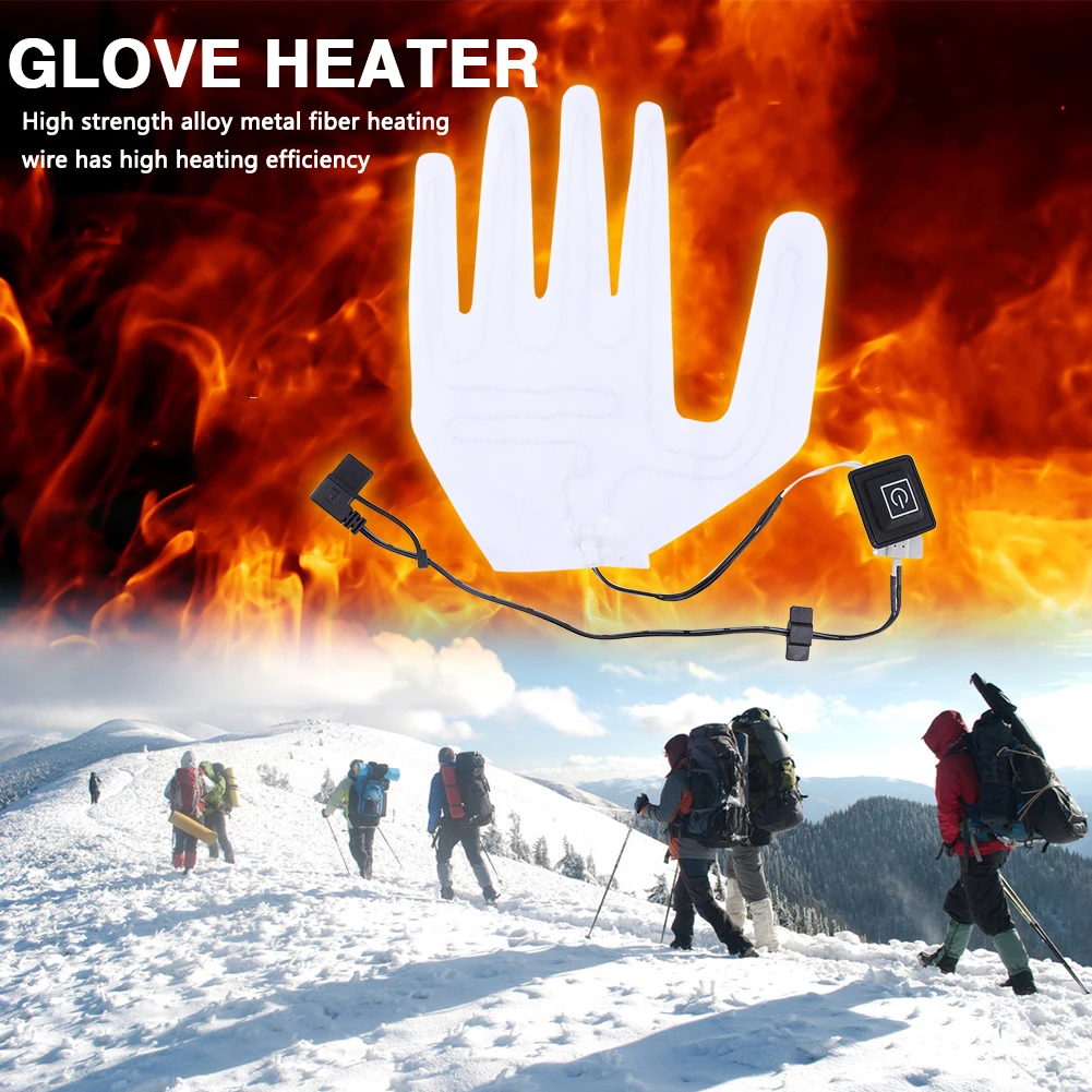 Heating Pad Heated Gloves Pad Thermal USB Heated Gloves Pad Winter Warm Five-Finger Gloves Heating Pad for Outdoor Ski Hiking