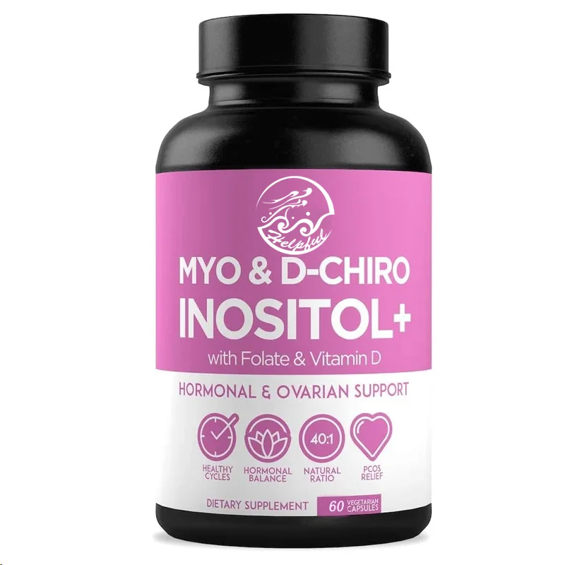 Suplemento de inositol de alta qualidade D-Chiro Inositol com ácido fólico e vitamina D B8 40:1 Suporte ovariano saudável-60 cápsulas