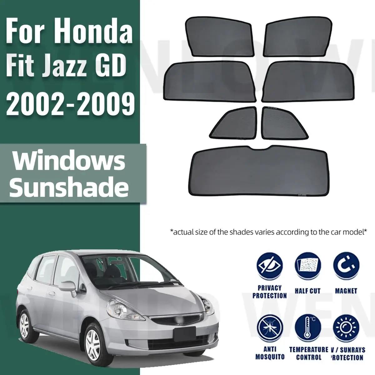 

For Honda Jazz GD Fit 2001-2008 Magnetic Car Sunshade Shield Front Windshield Frame Curtain Net Baby Rear Side Window Sun Shade