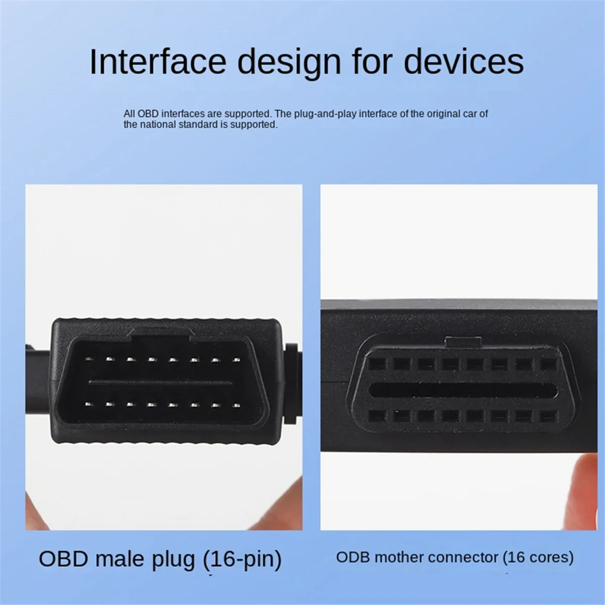OBD2 หนึ่งแบ่งเป็นสองอะแดปเตอร์ 16 Pin 16 Core OBD ขยายสายเชื่อมต่ออะแดปเตอร์ Universal Dc5521 ร้อน