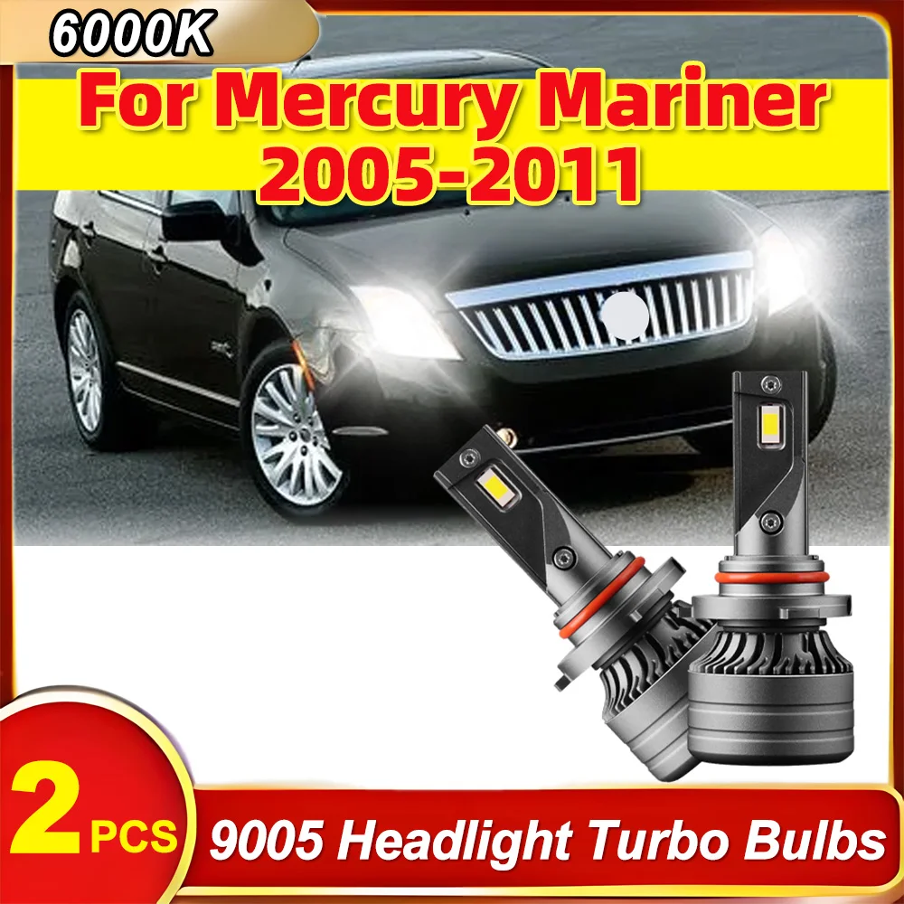 

2X Plug And Play 6000K White 9005 Auto Lamps 120W High Power Canbus Error LED Headlight 12V 24V For Mercury Mariner 2005-2011