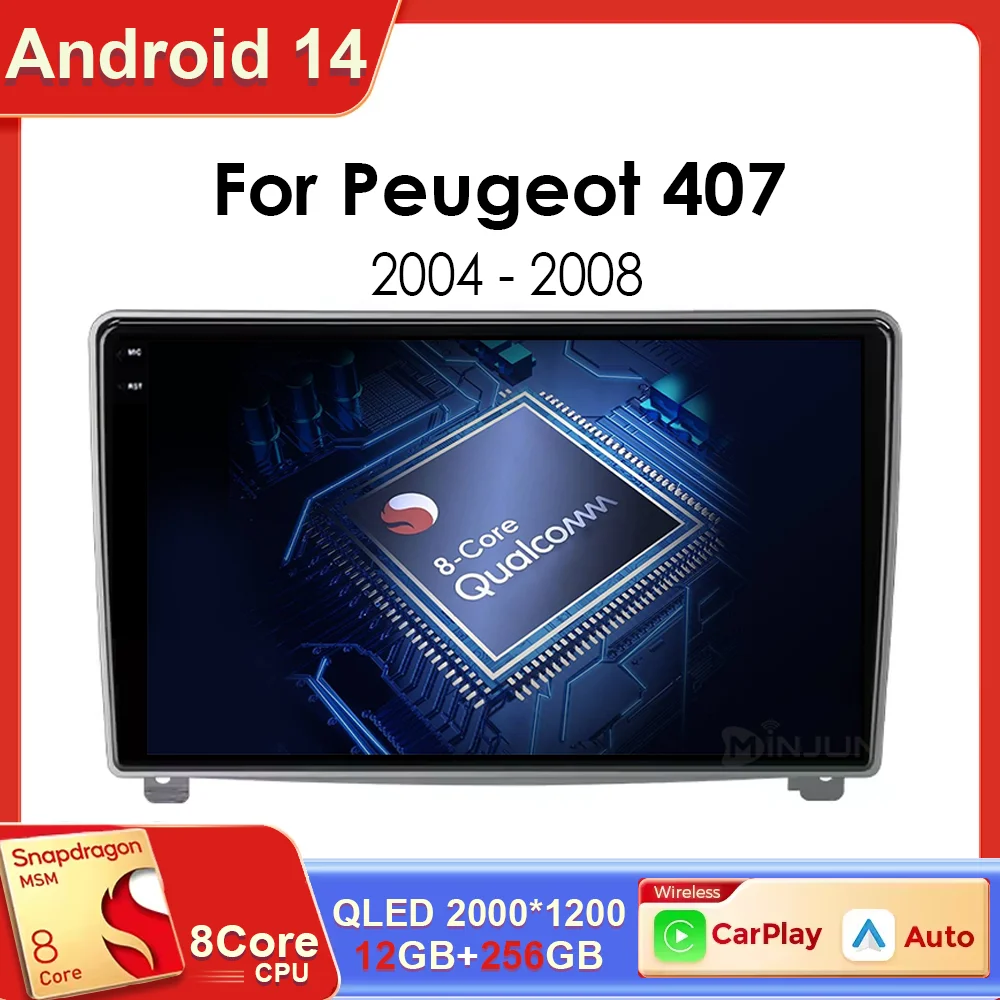 

Carplay Android 14 Qualcomm Car Radio for Peugeot 407 1 2004 - 2011 Qualcomm Multimedia Video Intelligent Player GPS Navigation