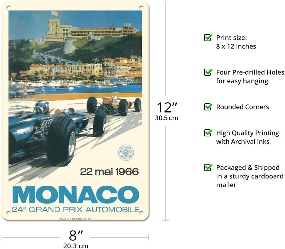 Pacifica Island Art 24th Monaco Car Racing Grand Prix - Circuit de Monaco Monte Carlo - Vintage Car Racing Poster by Michael Tur