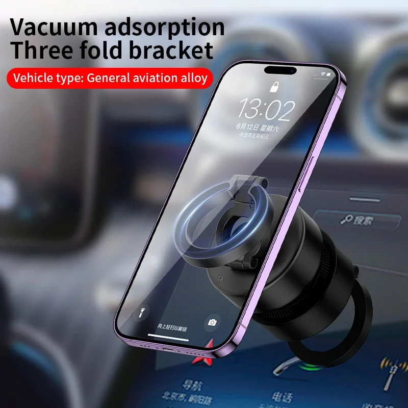 Magnetic Suction Cup Car Phone Holder Vacuum Folding Bracket For Magsafe Three-axis folding stand Car Navigation Mount Holders