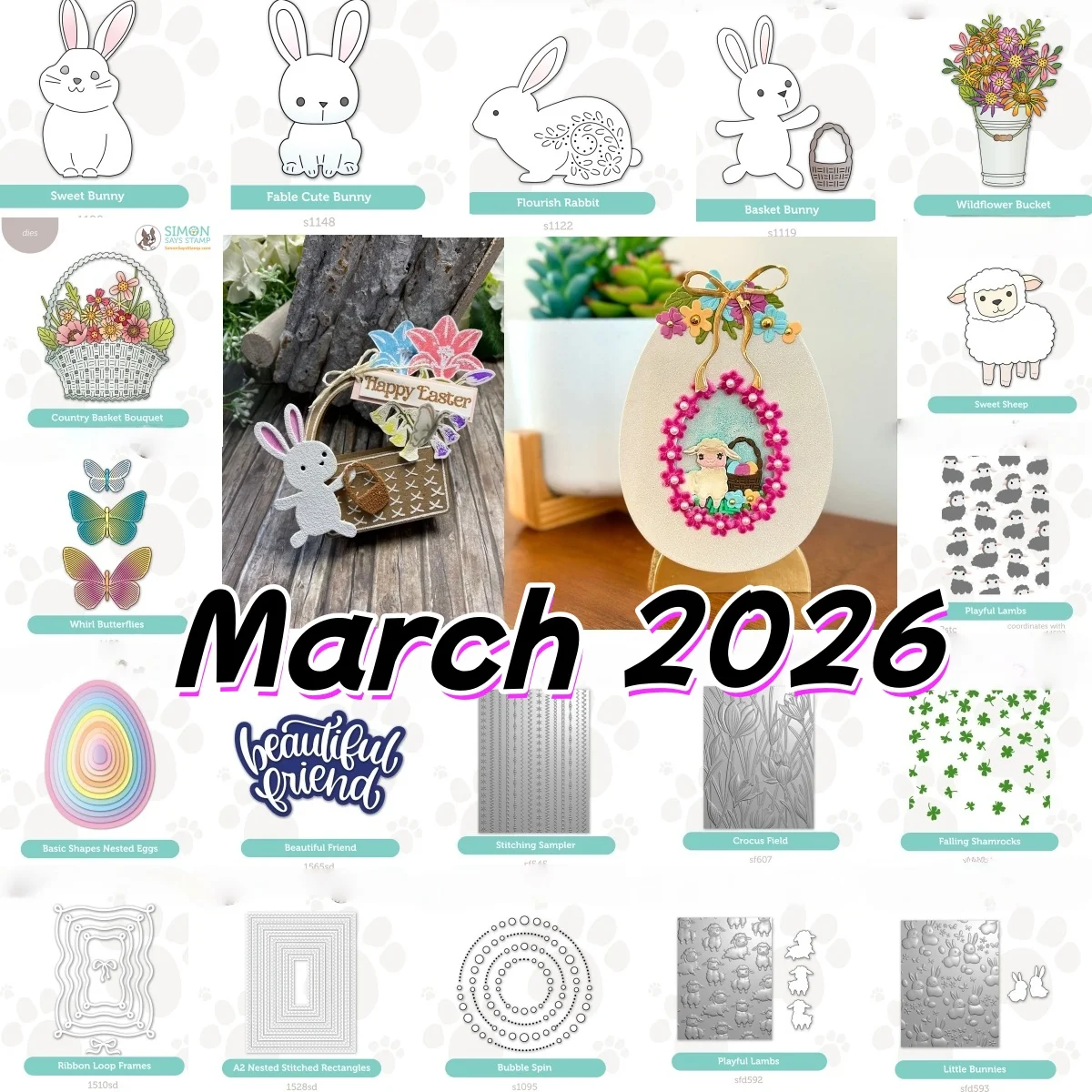 

Rabbit Eggs Basket Bouquet Butterflies Frames Metal Cutting Dies Hot Foil Lambs Stencil For DIY Decorating Scrapbook Easter 2026
