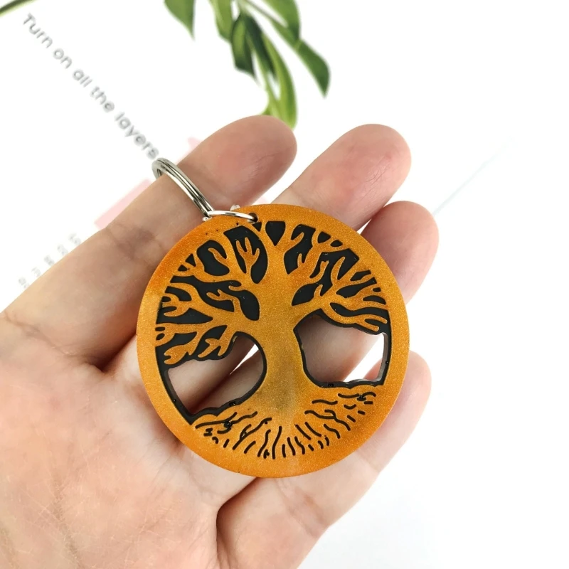 Tree Life Keychain Epoxy Resin Decorative Mold with Hole Keyring Pendant Mold