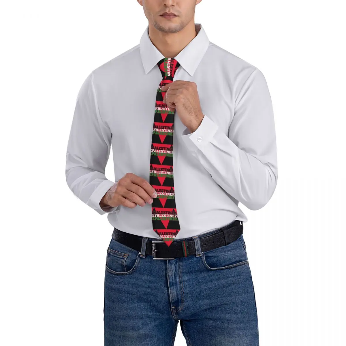 Cravatta a triangolo rosso palestinese Cravatte personalizzate Cravatta con colletto elegante Accessori per cravatte per feste cosplay per adulti