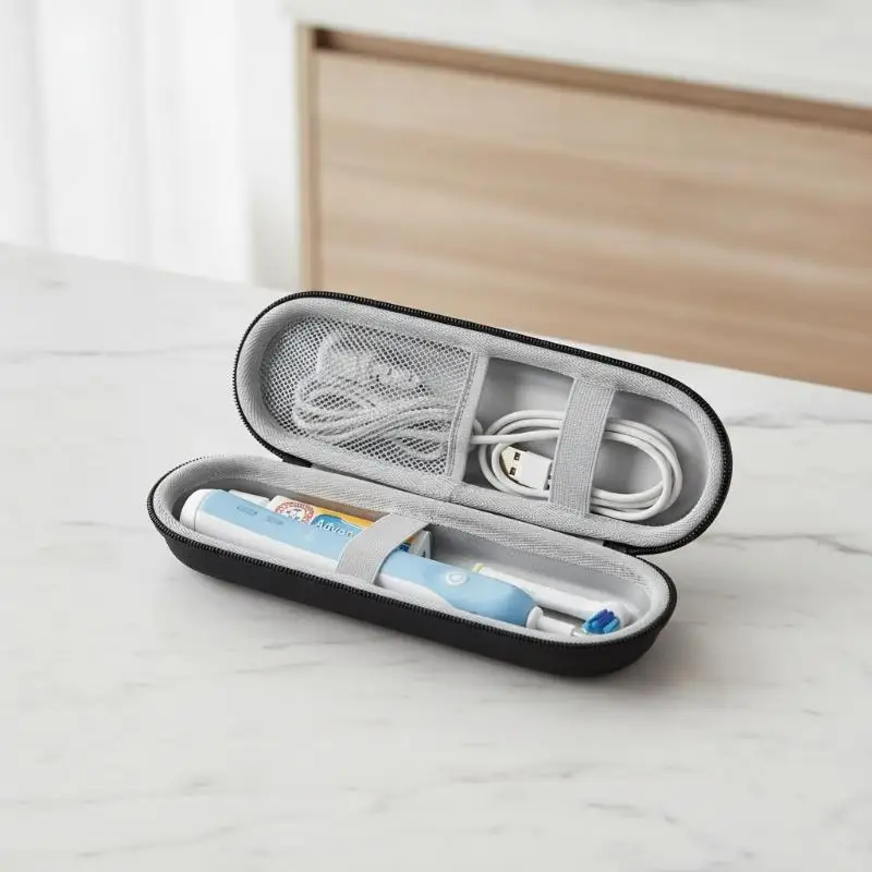 Electric Toothbrush Storage Case Shockproof Waterproof Portable Carrying Pouch with Mesh Pocket for Home Travel Business Use