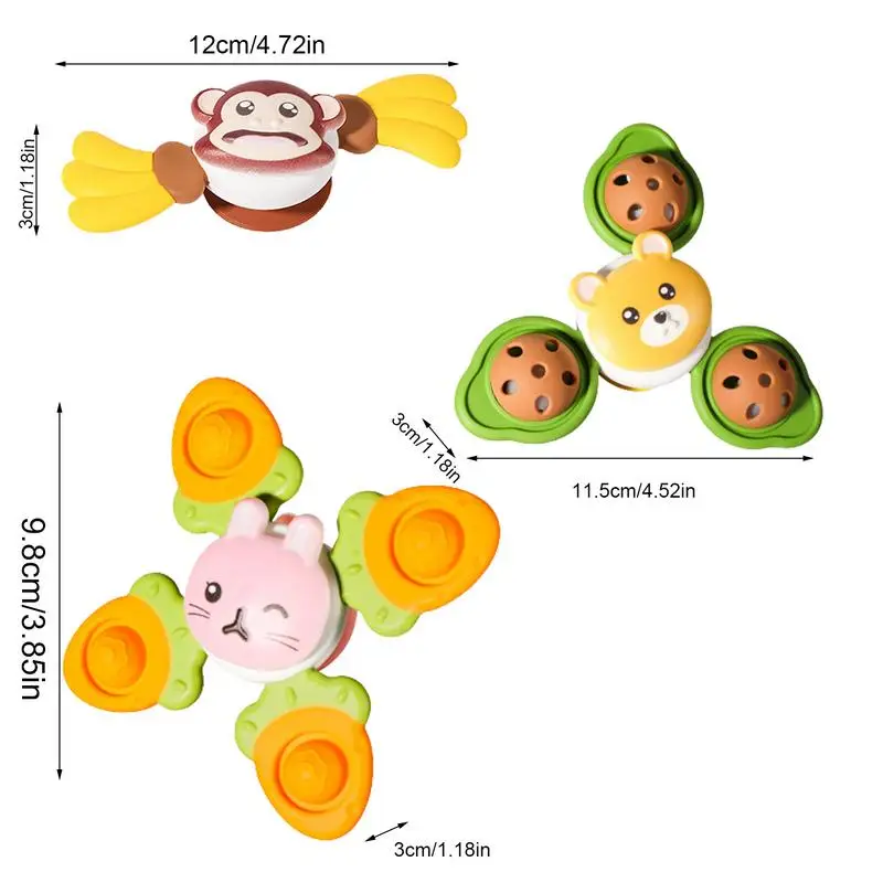 Baby kreskówkowe zwierzęta morskie błystki zabawka przyssawka Spinner Top edukacyjny środek przeciwstresowy zabawki do kąpieli dla dzieci dla dzieci w wieku 0-3 lat