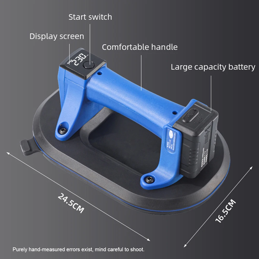 كوب شفط كهربائي، أكواب شفط كهربائية محمولة بقاعدة 10 بوصة مع شاشة LED لرفع بلاط الجرانيت الزجاجي الكبير المعدني