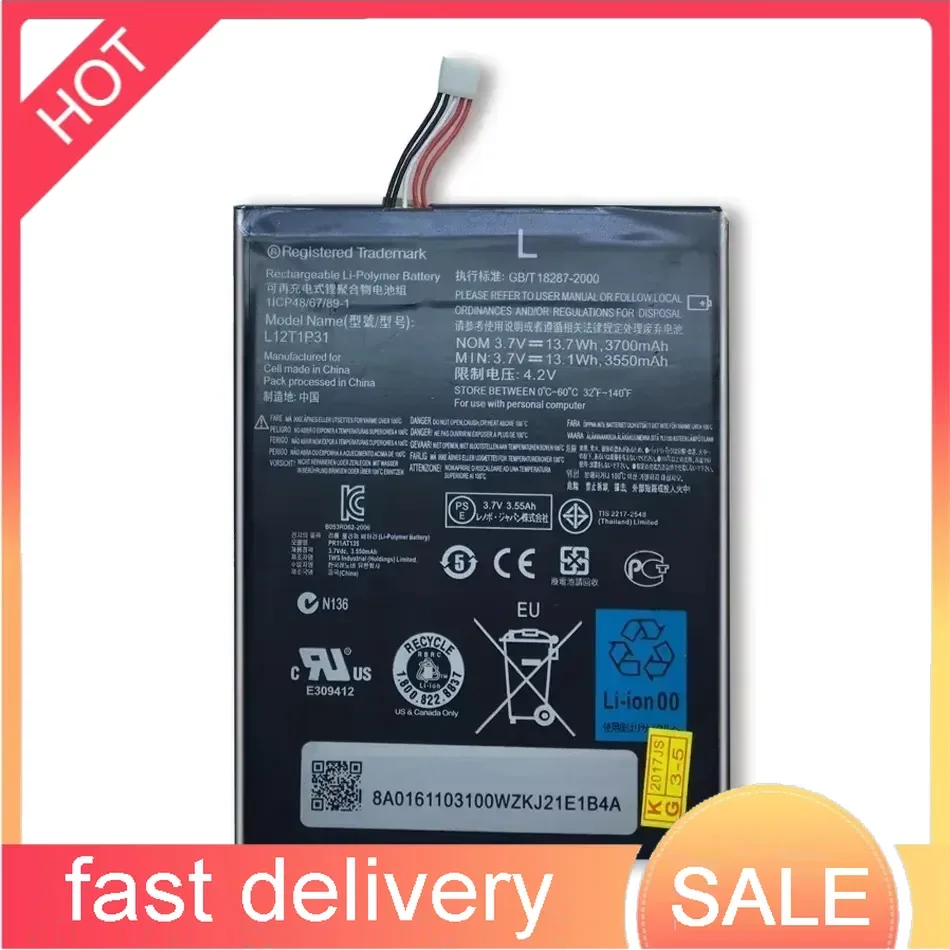 

High-Capacity 3700mAh L12T1P31 For Lenovo A2107 A2207 Tablet Battery