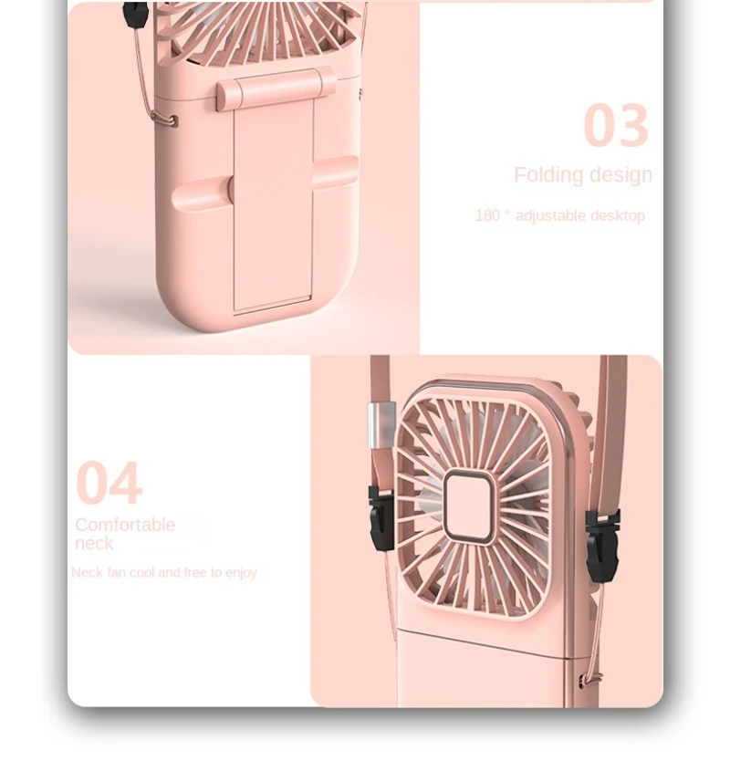 Tragbarer Outdoor-Ventilator mit Nackenbügel, Einstellbare Geschwindigkeiten, Faltbar, USB-Aufladung, Kühlgerät F30 PRO – Detail 7