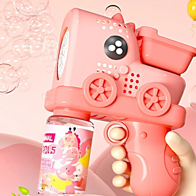 Lithium Battery Rechargeable Version Dinosaur Engineering Bubble Gun Bubble Blowing Machine Handheld Electric Fully Automatic Engineering Bubble Machine Toy
