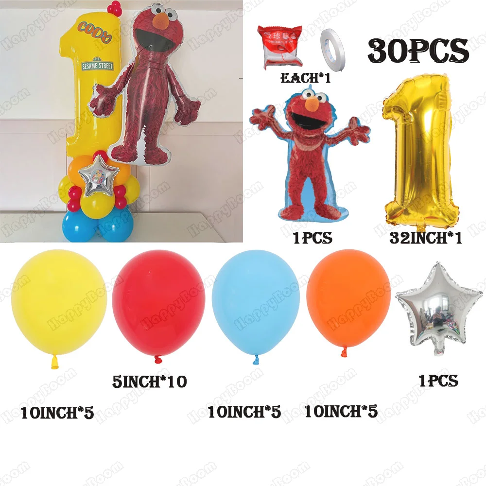 30 قطعة لطيف السمسم الشارع موضوع ديكور الحفلات إلمو بالون لوازم الحفلات الكرتون احباط بالون طفل عيد ميلاد سعيد ديكور حفلات اللعب #2