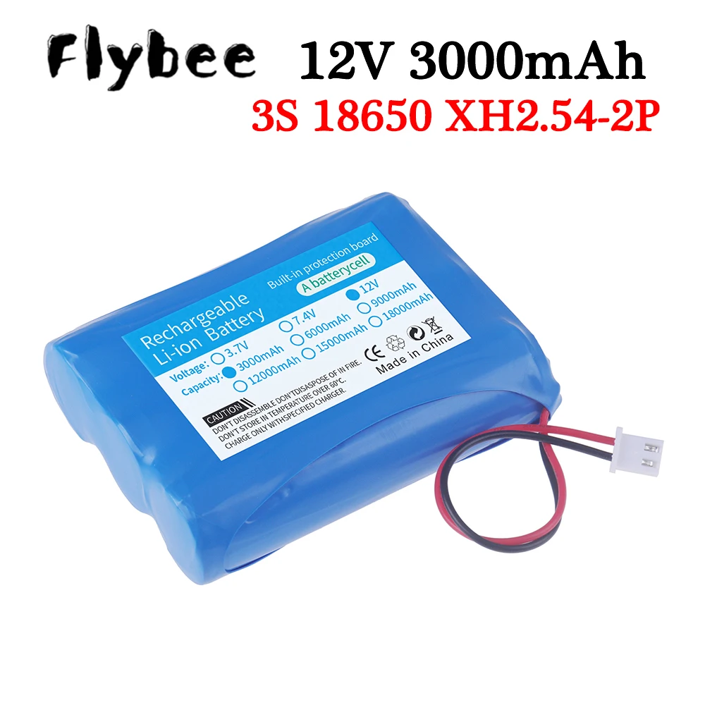 12V 3000mAh 18650 Lithium Rechargeable Battery pack 3S1P for Speaker flashlight CCTV Camera GPS Portable search light equipment