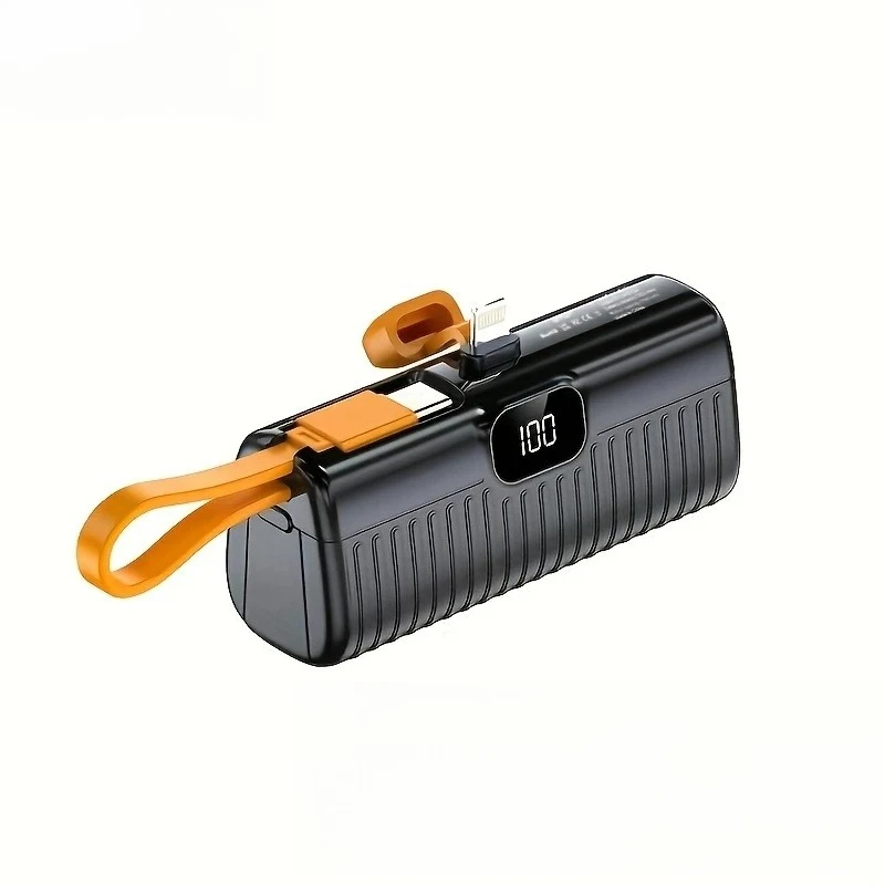 Neue 5000 mAh Mini Power Bank Gebaut in Kabel PowerBank Digital Display Externe Batterie Tragbare Ladegerät für IPhone Samsung