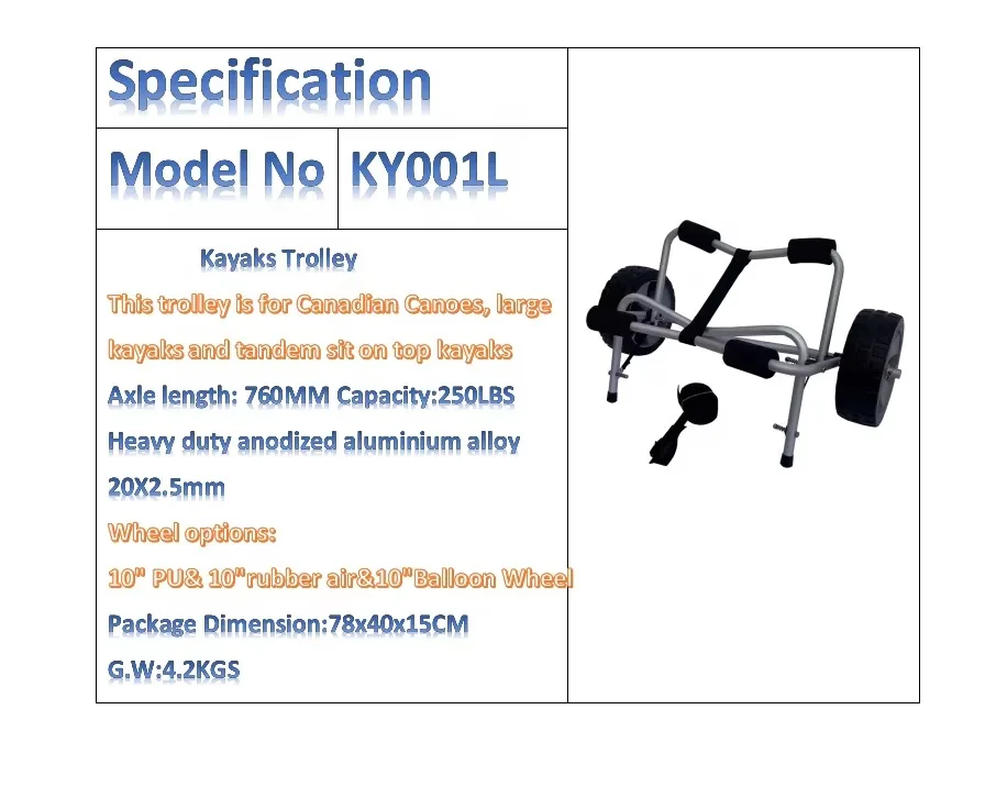 250LBS Kayak Dolly Cart Canadian Kayaks Trolley Aluminium Trolley Carts  Kayak Canoes Wheel Cart