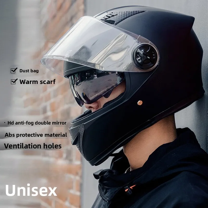 

Electric Bike Helmet for Men, Anti-Fog, Warm, Winter Electric Scooter, Korean Motorcycle Riding Full-Face Helmet