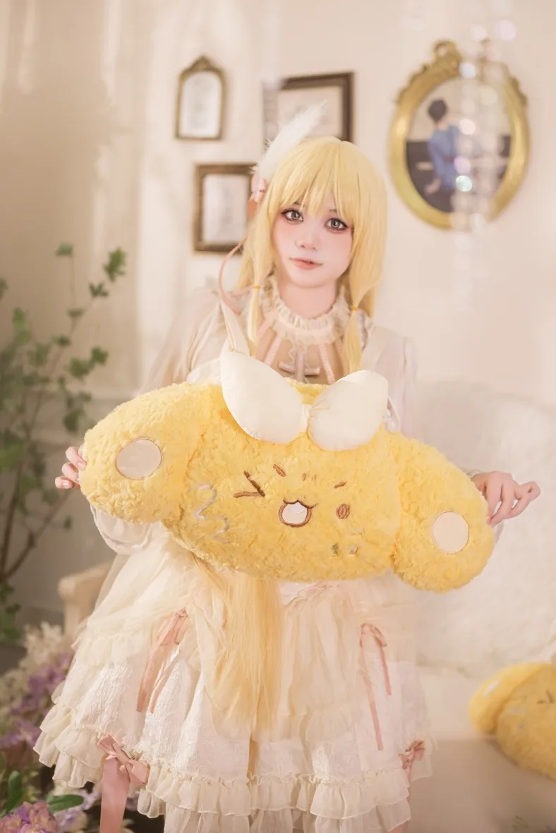 

Japanese Original Kawaii Sweet and Cute Lolita Plush Backpack Soft Girl Milk Yellow Cartoon Puppy Plush Shoulder Bag for Women