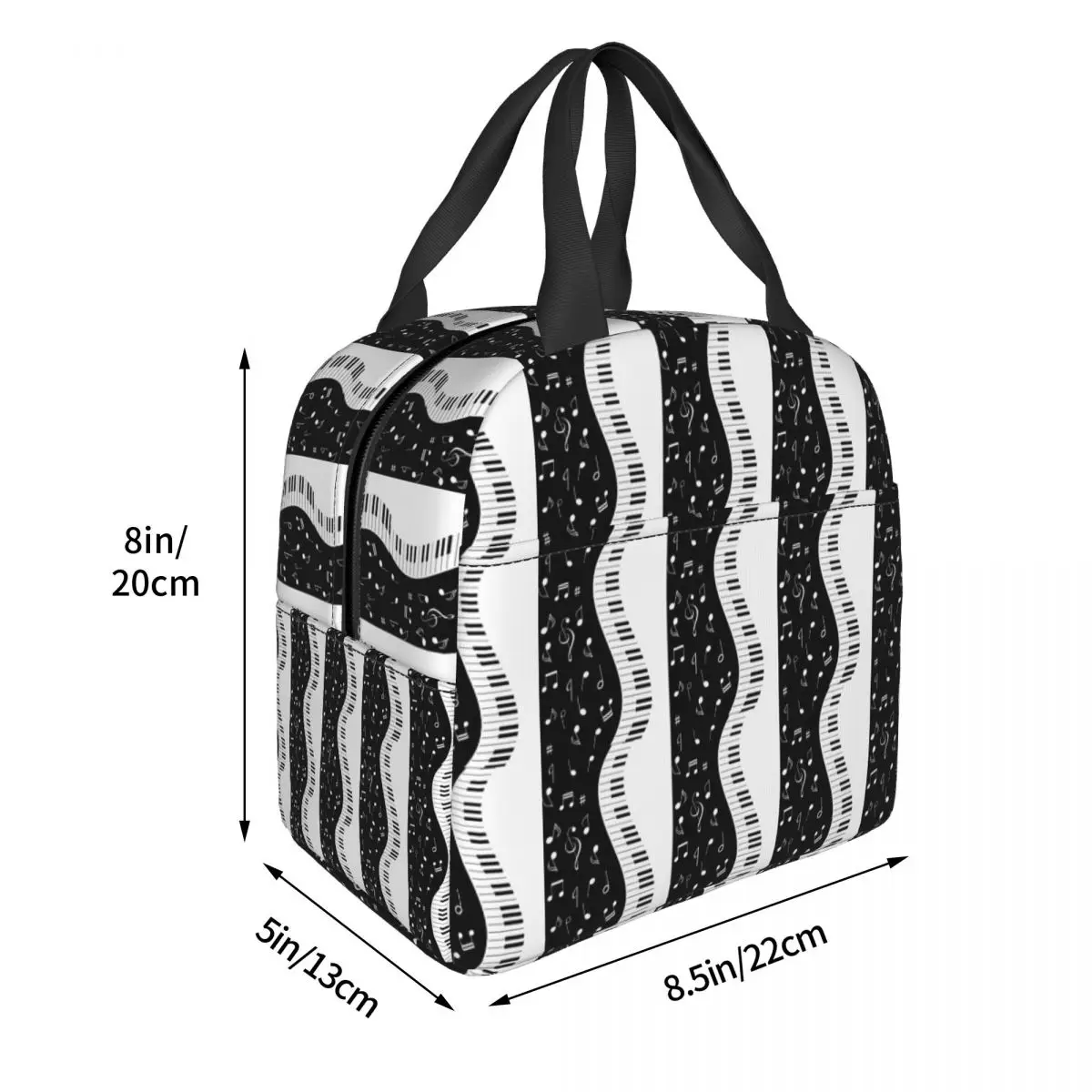 Abstract Piano Keys With Musical Notes9 Insulated Lunch Bag for Women Children Leakproof Food Boxes Thermal Lunch Box Tote