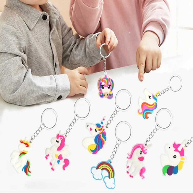 6/12PCS Unicorn Keychain Friends Guests Giveaways Kids Birthday Party Favor Gifts Boy Girl Baby Shower Unicorn Gift Bag Fillers view 2