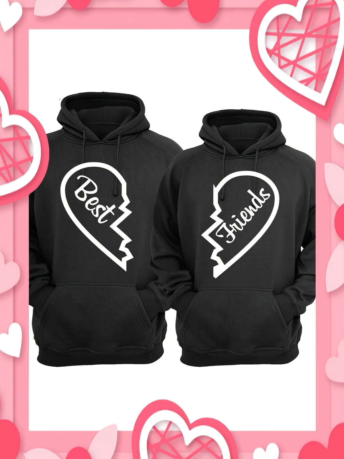 1 pezzo [stile per coppia] Design con motivo casual alla moda abbinato a una felpa con cappuccio per coppia, comodo pullover regalo per San Valentino