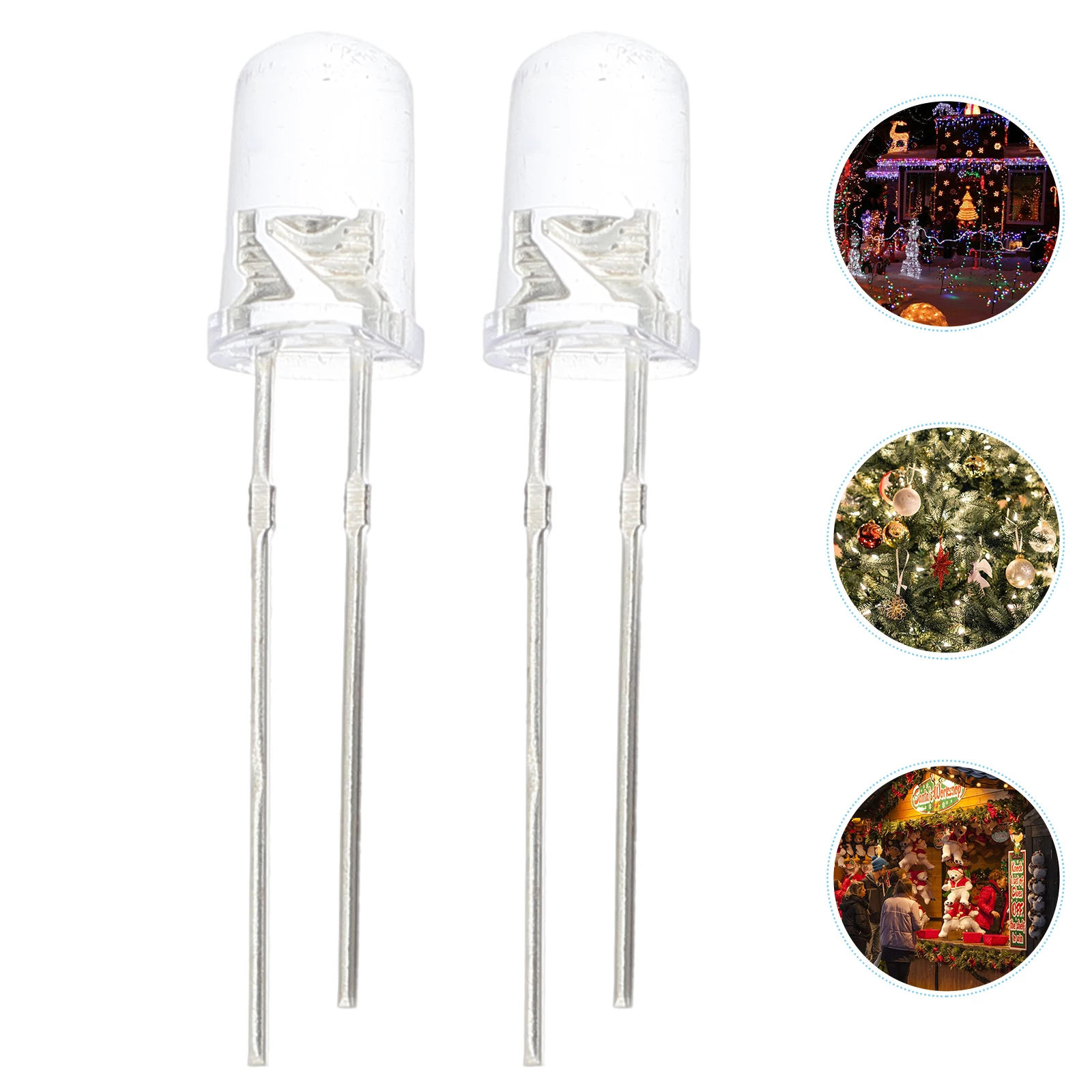 

200pcs LED Lamp Beads 5mm White to Yellow Mini Light Bulbs for Christmas Party Wedding Decorations Shine Festive DIY