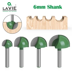 LAVIE 5pcs r 4pcs 6mm Shank Ball Nose Router Bits Set End Mill Round Cove Box Solid Carbide CNC Radius Core Milling Bit MC0602
