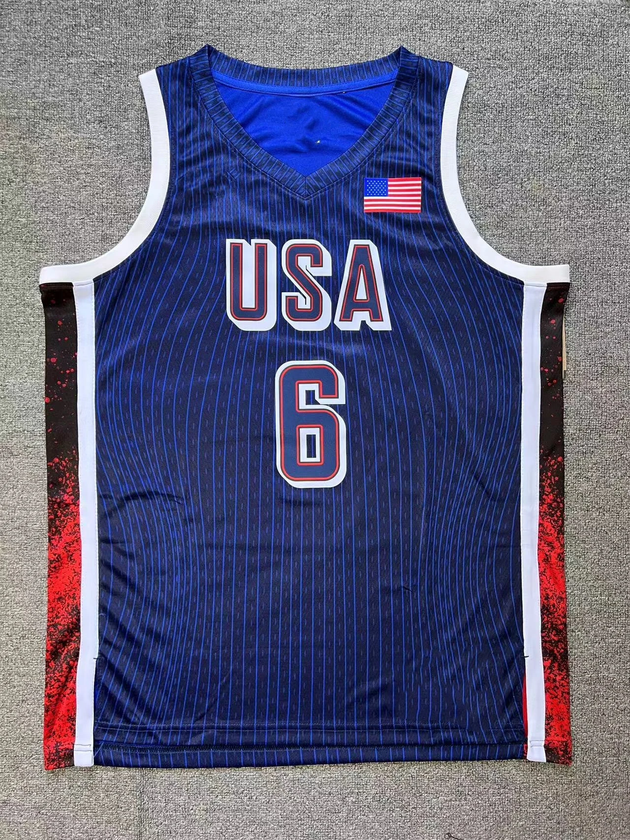 جديد وصول 2024 باريس فريق الولايات المتحدة الأمريكية الأزرق شريط 4 كاري 5 إدواردز 6 جيمس كرة السلة جيرسي الشارع بلا أكمام تي شيرت رياضي القمم #3