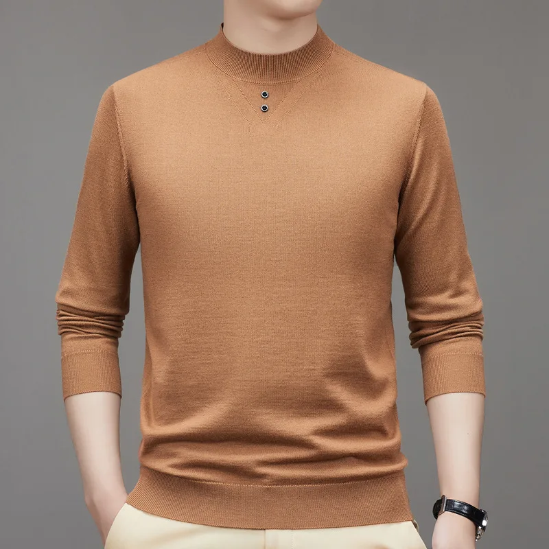

Winter Men'S Business Wool Sweater Middle-Aged Versatile Gentleman Knitted Simple Round Neck Long Sleeve Solid Color Fashion Dro