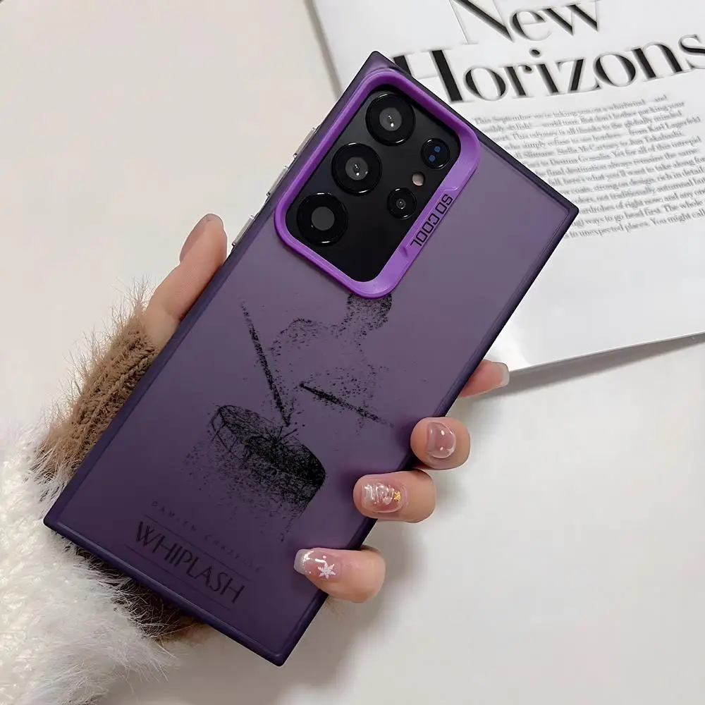 W-WhiplashS película Funda de teléfono para Samsung Galaxy S25 Edge S24 S23 S22 S21 S20 Ultra Funda Funda de silicona plateada