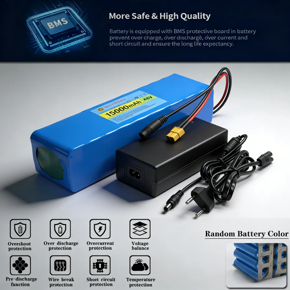 

18650 Battery 13S3P 48V 15Ah Lithium Battery Pack 500W-1000W Is Suitable for M365 Electric Scooter with Built-In BMS