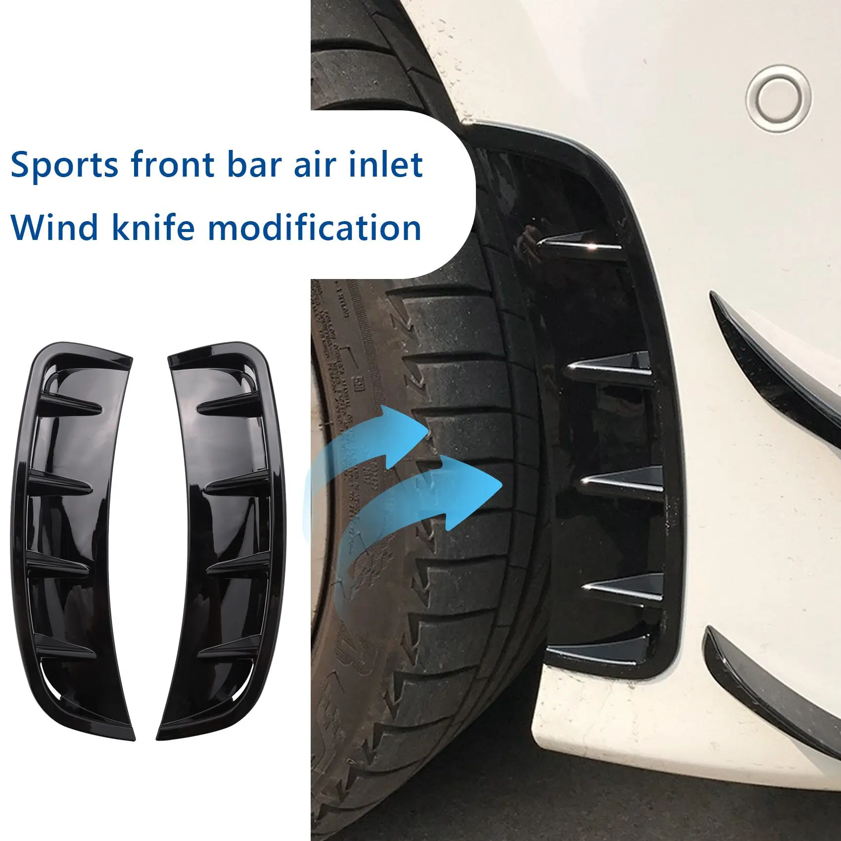 Black Front Wheel Side Air Vent Canards Trim Decoration for Mercedes-BENZ A-Class W177 A200 A250 A220 A35 AMG 2019 2020