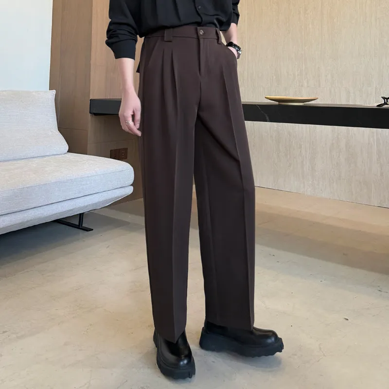 

Мужские прямые брюки из лиоцелла Весна/Лето 2026: Свободные повседневные брюки, деловые брюки, высококачественная уличная одежда, брюки для торжественных случаев